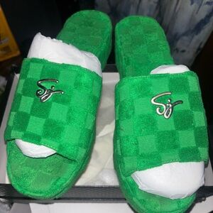 Shane Justin Green Slide Sandals